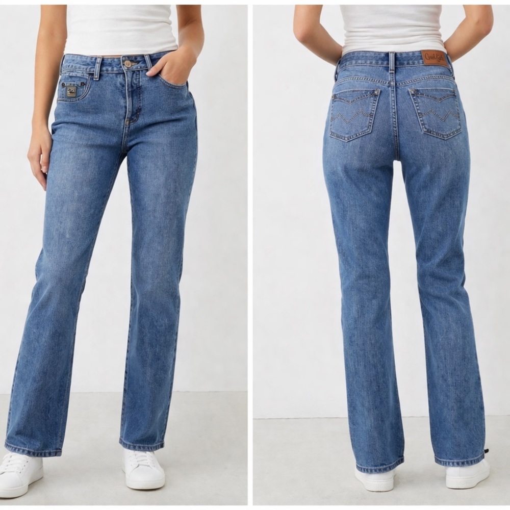 Cruel‎ Girl Slim Fit Medium Wash Straight Leg Jeans Size 9 Long Retro Butter Mom
